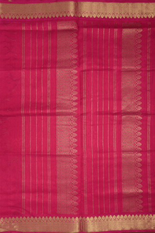 Chevron Zari Border Magenta Traditional Silk Cotton Saree