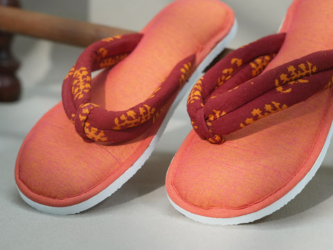 Plain Orange Cotton Slippers