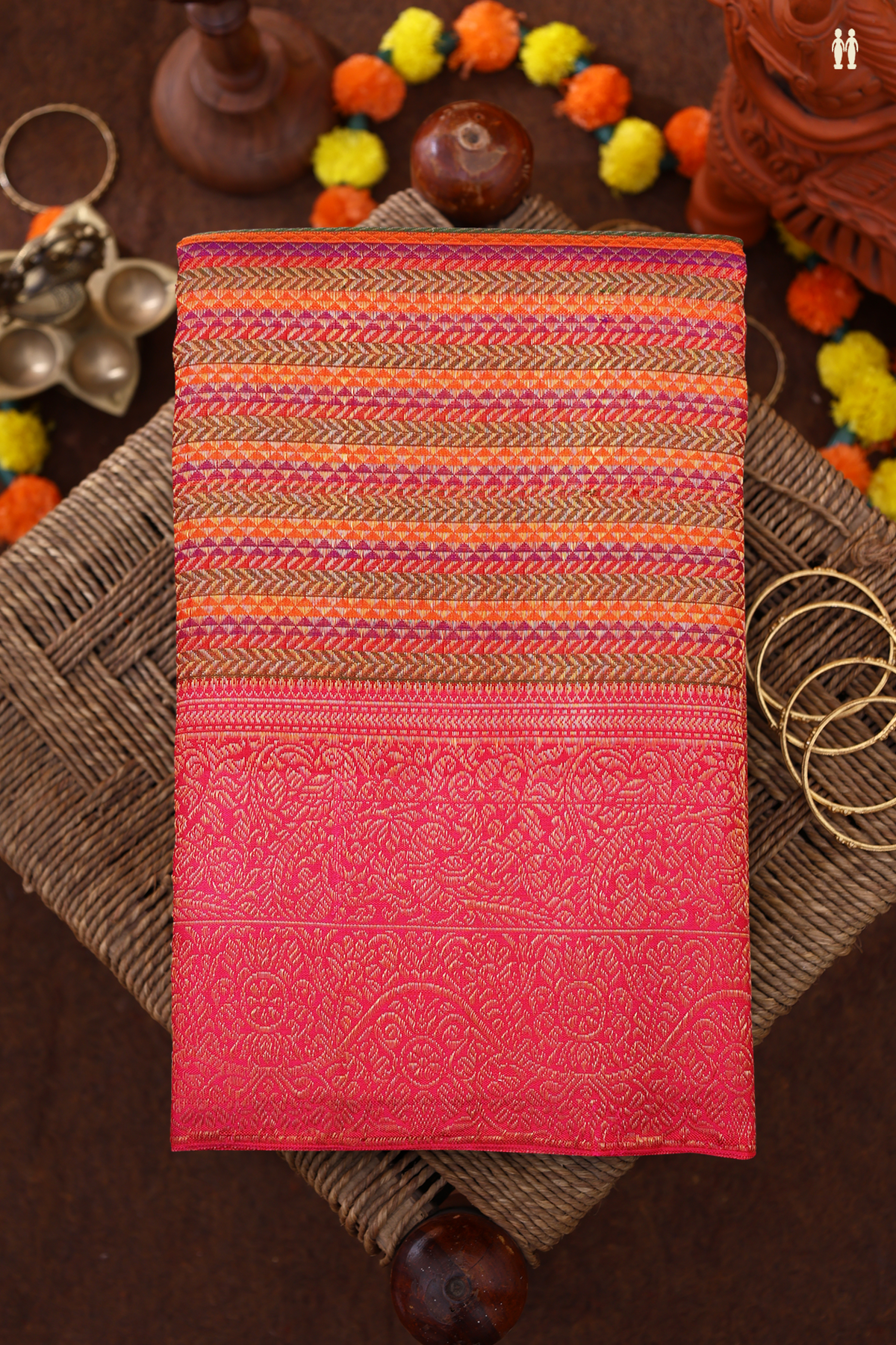 Brocade Zari Design Multicolor Kanchipuram Silk Saree