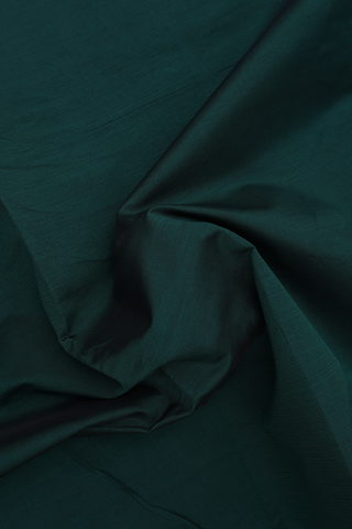 Traditional Silk Cotton Saree In Dark Green With Zari Border