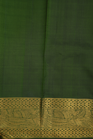 Kanchipuram Silk Saree In Fern Green With Zari Buttas