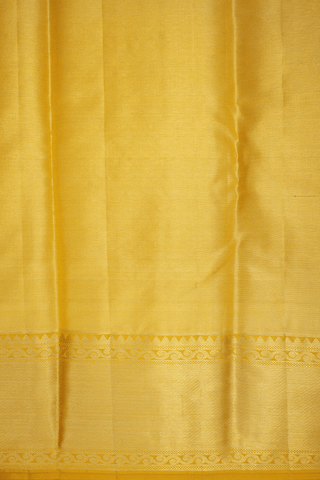 Floral Peacock Design Yellow Tissue Kanchipuram Silk Saree