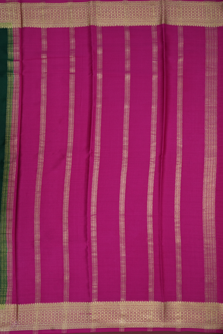 Floral Zari Border Plain Emerald Green Mysore Silk Saree