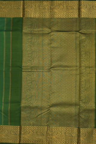 Kanchipuram Silk Saree In Fern Green With Zari Buttas