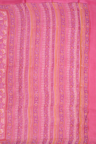 Floral Digital Printed Pink Chiffon Saree