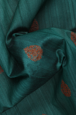 Floral Motifs Forest Green Tussar Banarasi Silk Saree