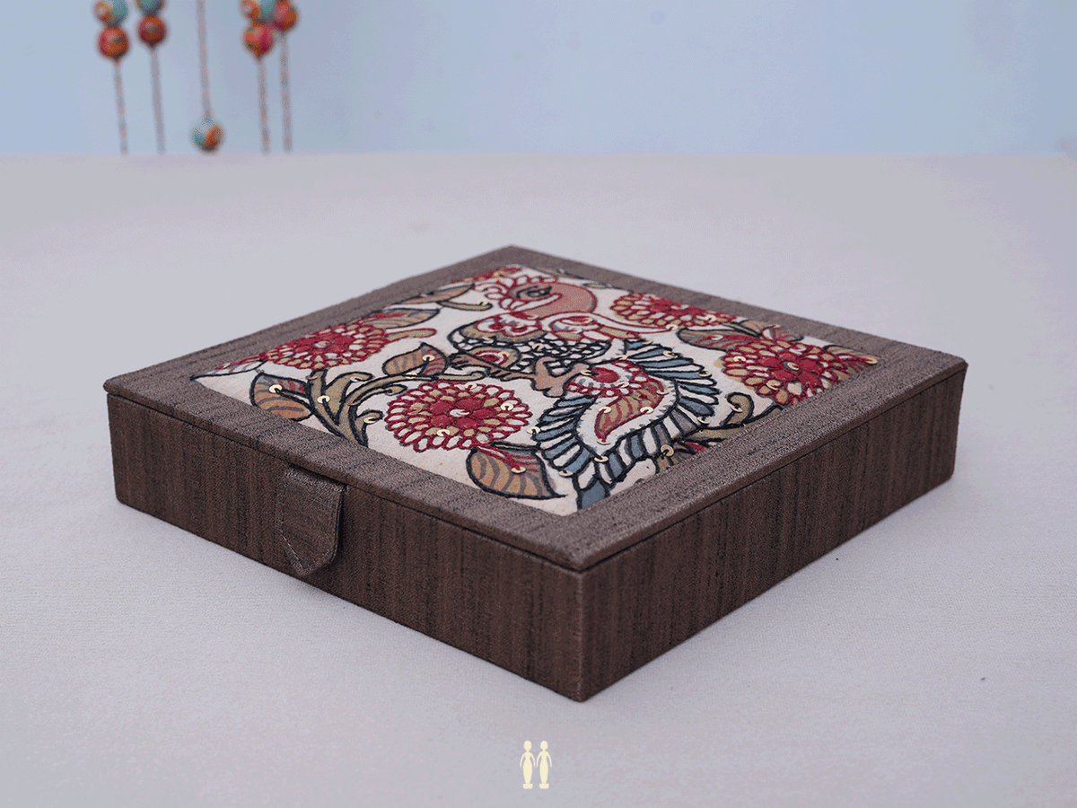 Kalamkari Design Brown Jewel Storage Box