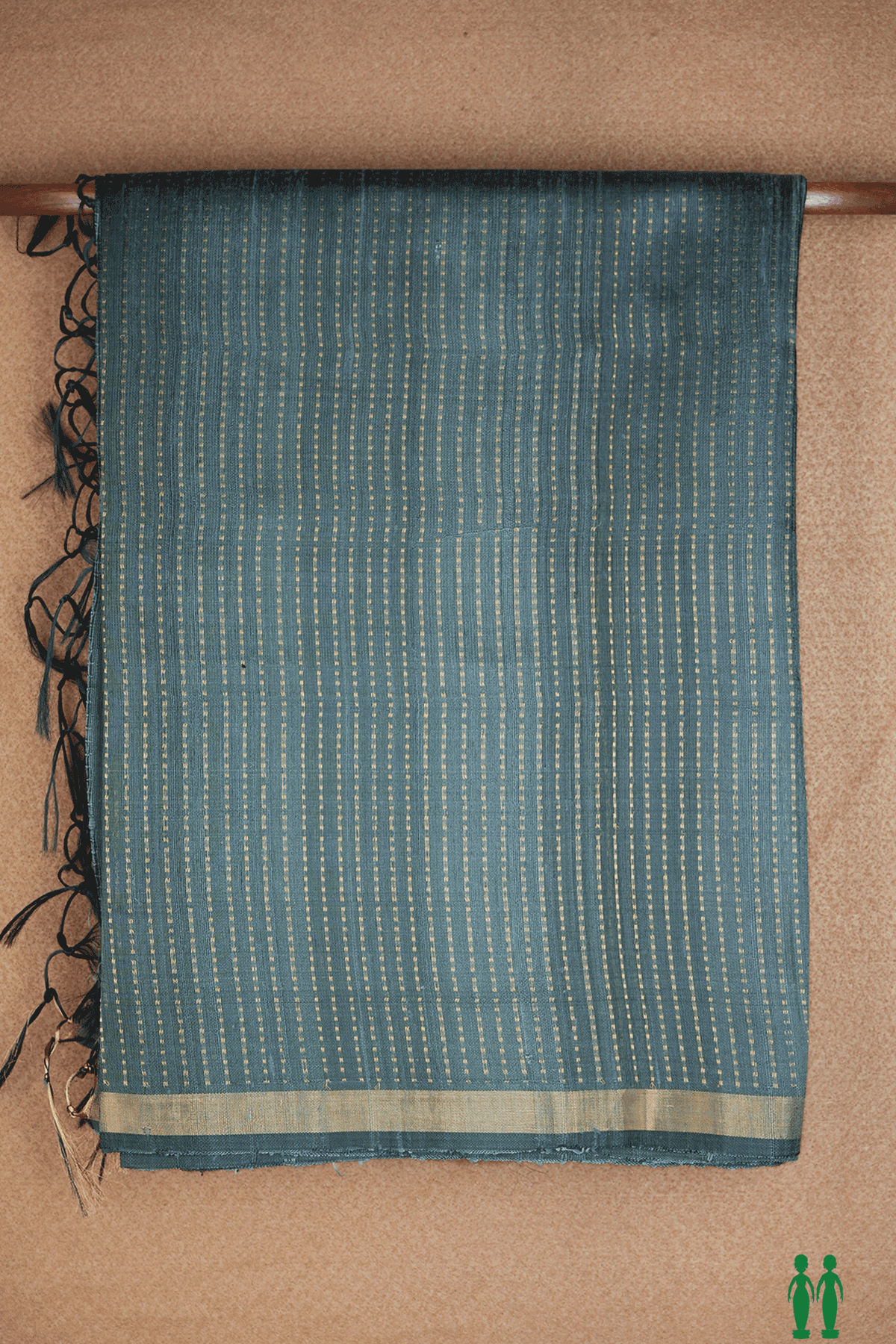 Zari Stripes Design Greenish Grey Jute Saree