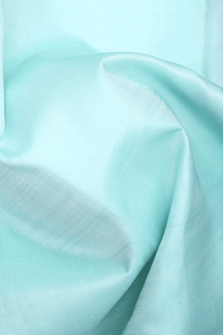 Korvai Zari Border Plain Mint Blue Kanchipuram Silk Saree