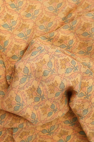 Floral Digital Printed Shades Of Orange Chiffon Saree