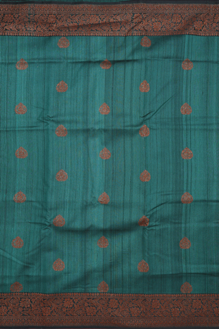 Floral Motifs Forest Green Tussar Banarasi Silk Saree