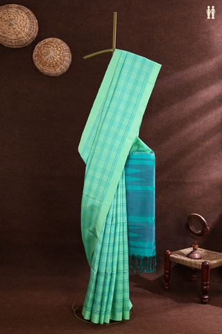 Checks Design Green Soft Silk Saree