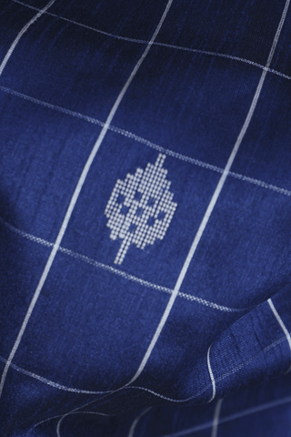 Checks With Buttas Berry Blue Semi Jute Saree