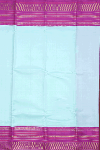 Korvai Zari Border Plain Mint Blue Kanchipuram Silk Saree