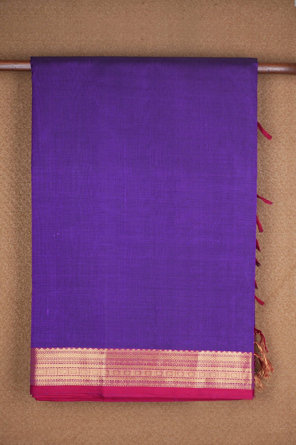 Traditional Border Regal Purple Nine Yards Silk Cotton Saree