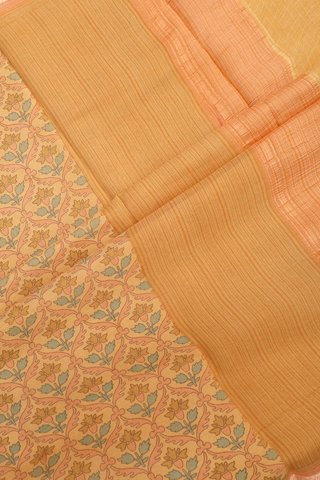 Floral Digital Printed Shades Of Orange Chiffon Saree