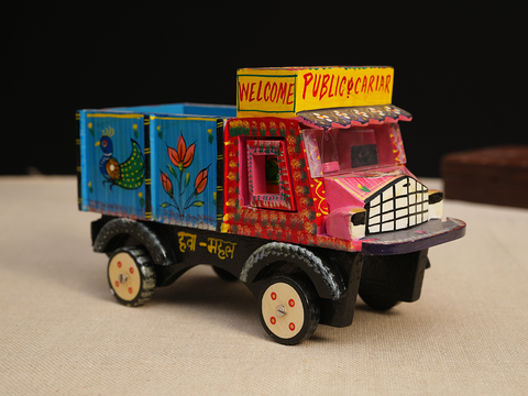 Wooden Handicraft Multicolor Miniature Lorry