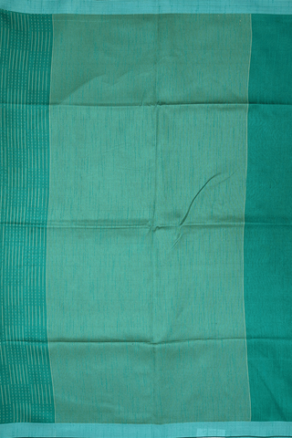 Threadwork Stripes Design Teal Green Semi Jute Saree