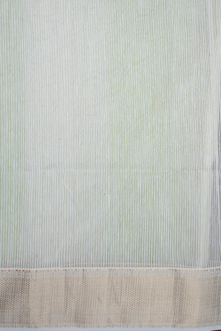 Self Stripes Green And White Maheswari Silk Cotton Saree