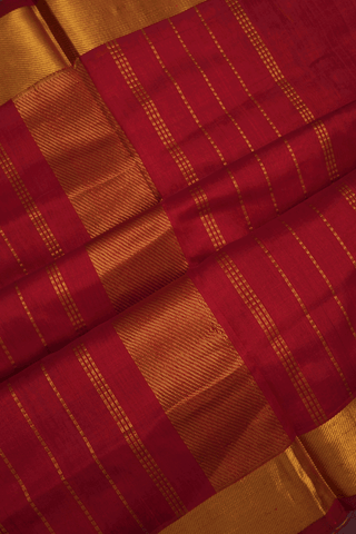 Allover Check Design Scarlet Red And White Silk Cotton Saree