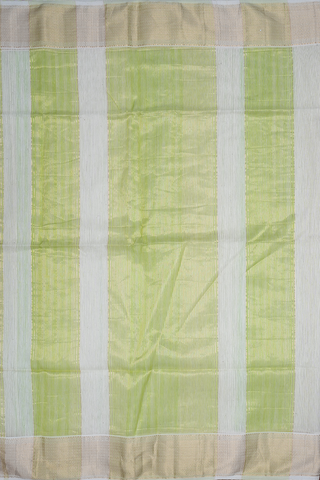 Self Stripes Green And White Maheswari Silk Cotton Saree