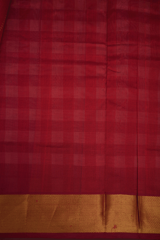 Allover Check Design Scarlet Red And White Silk Cotton Saree