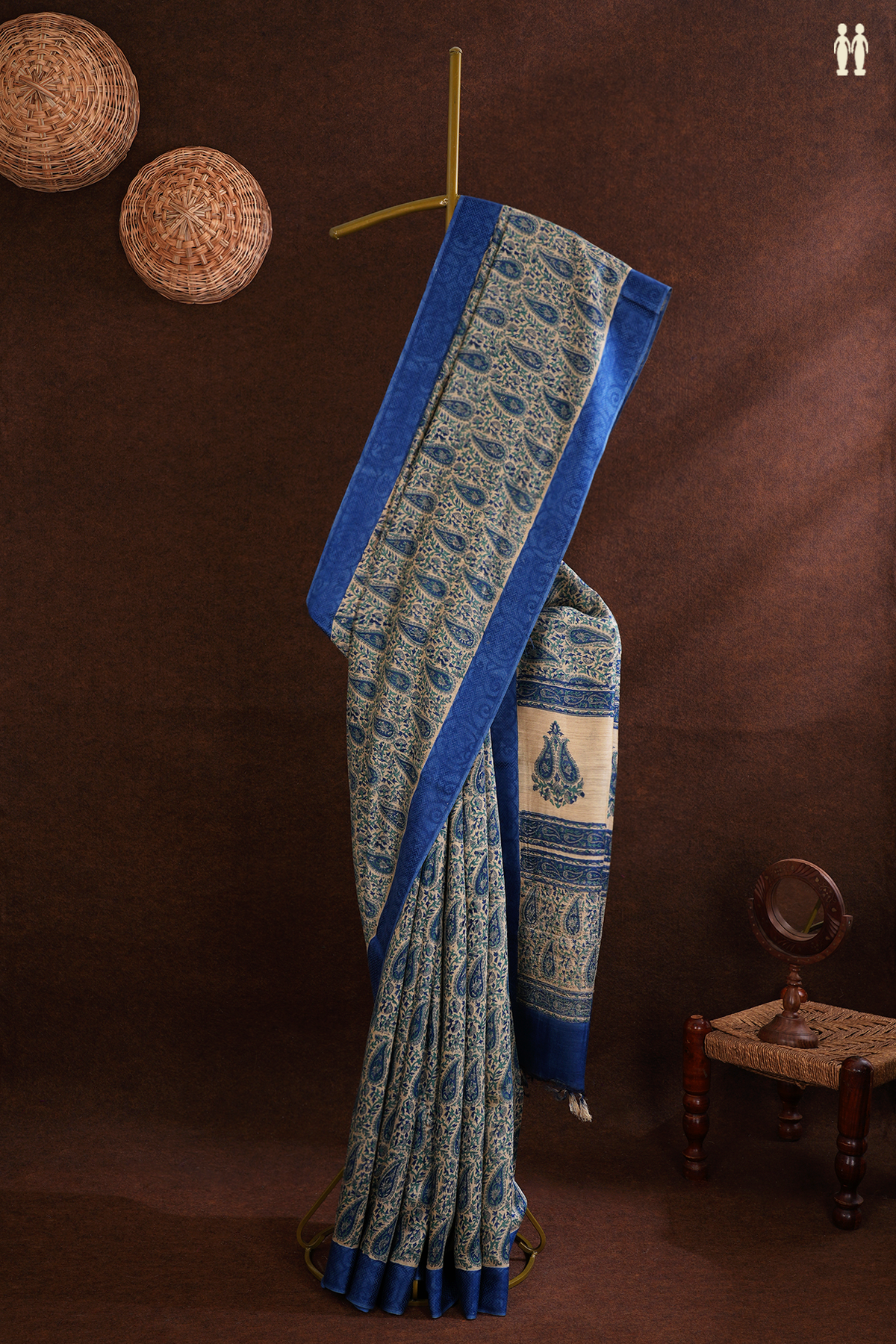 Tussar Silk Saree In Multicolor Floral And Paisley Design