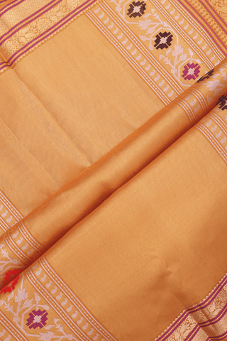 Soft Silk Saree In Yam Yellow With Zari Buttis