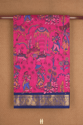 Human Figure Printed Pink Traditional Silk Cotton Saree