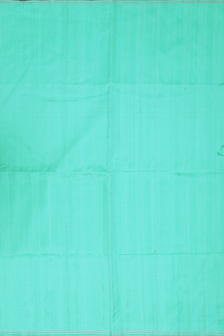 Raw Silk Saree In Turkish Green With Plain