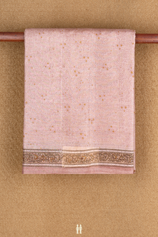 Self Floral Design Cream Color Printed Silk Saree