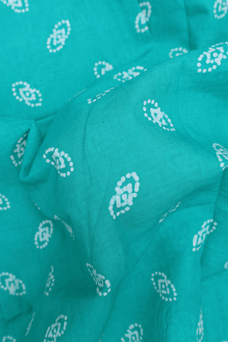 Allover Printed Design Sea Blue Sungudi Cotton Saree