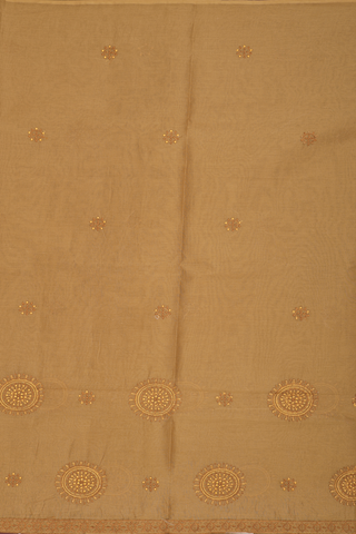 Ahmedabad Cotton Saree In Mustard Brown Threadwork Buttas