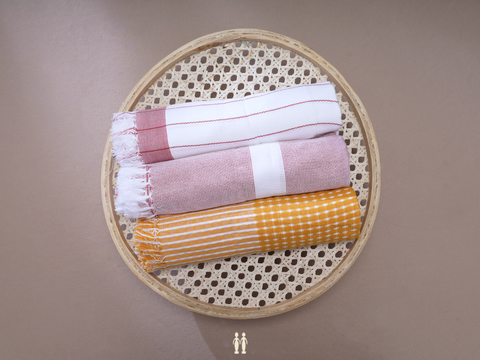 Multicolor Set Of 3 Cotton Towels