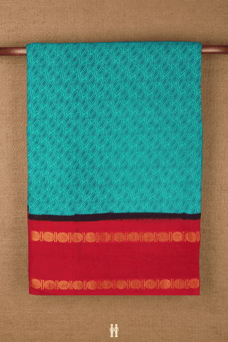 Nine Yards Sungudi Cotton Saree Sea Green With Printed Design