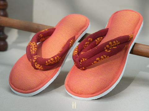 Plain Orange Cotton Slippers