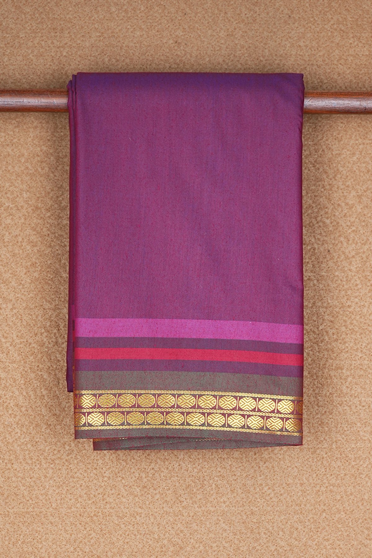 Rudraksh Border Plain Berry Purple Apoorva Cotton Saree