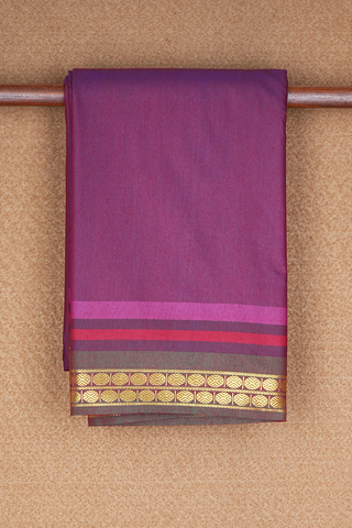 Rudraksh Border Plain Berry Purple Apoorva Cotton Saree