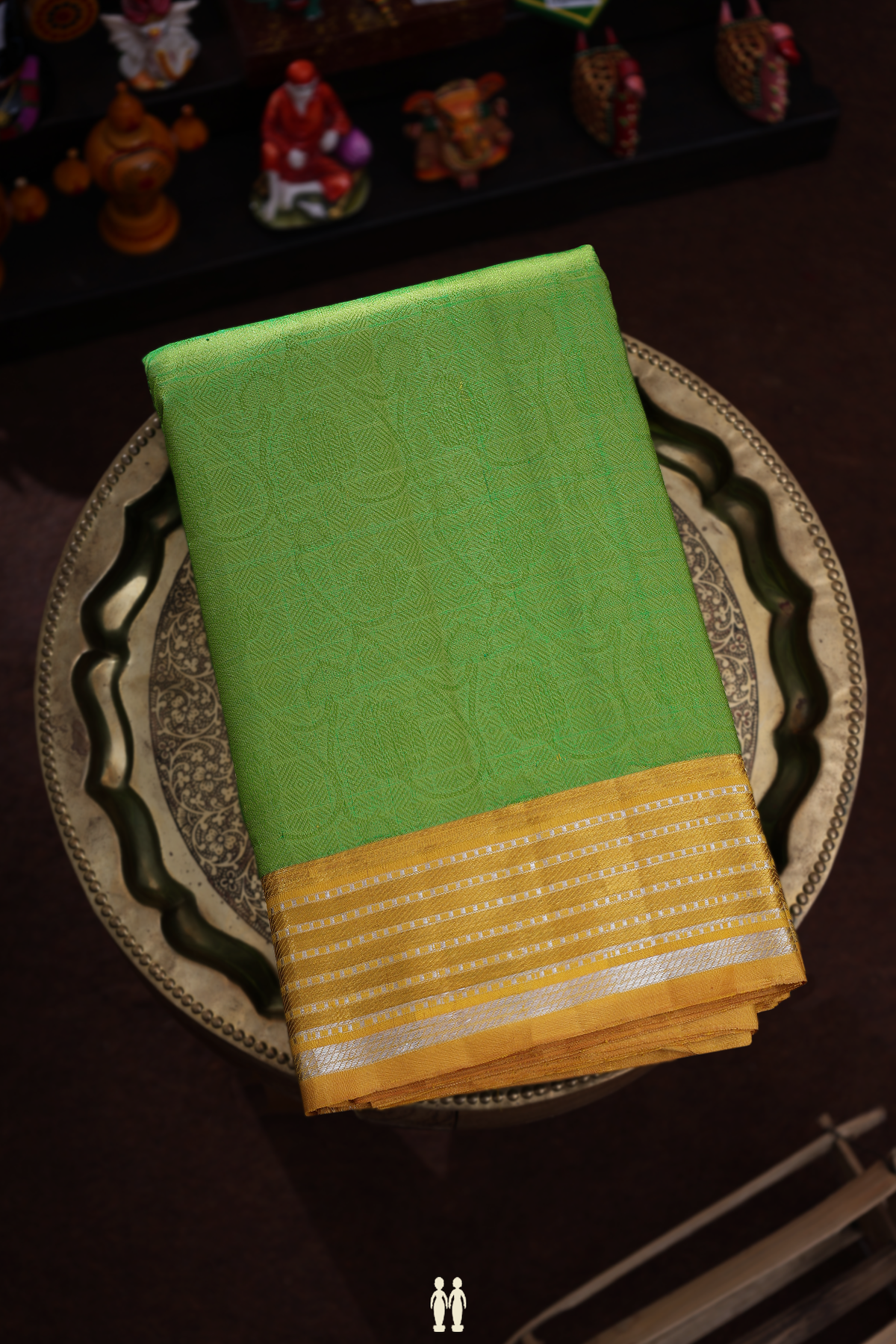 Jacquard Pattern Parrot Green Kanchipuram Silk Saree