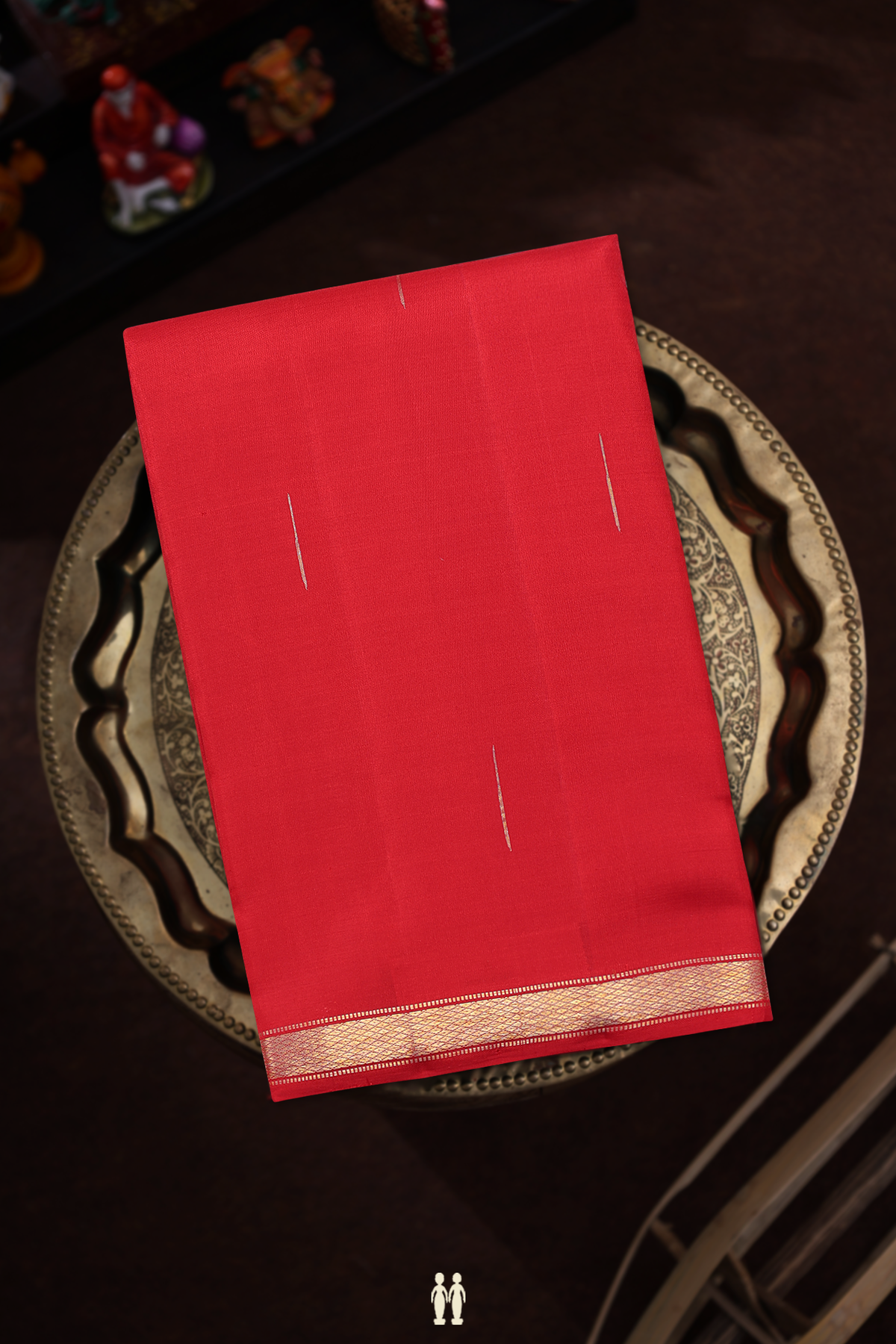 Malli Moggu Zari Motifs Scarlet Red Kanchipuram Silk Saree