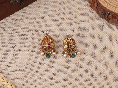 Peacock Design Gold-Plated Pure Silver Earrings