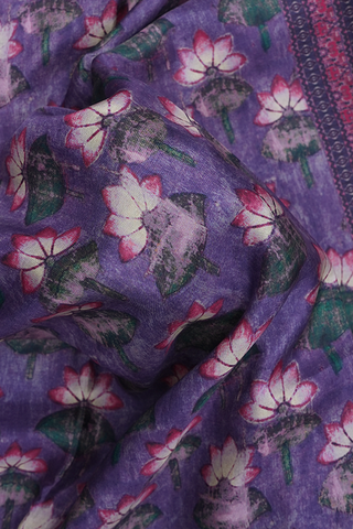 Floral Design Purple Printed Silk Saree