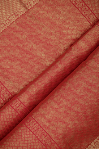 Peacock And Floral Motifs Chilli Red Kanchipuram Silk Saree