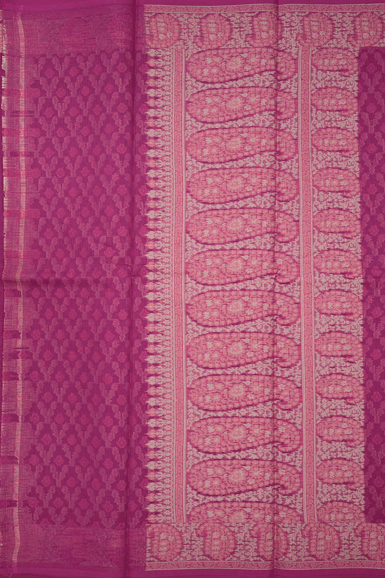 Threadwork Border Plain Mulberry Pink Kota Cotton Saree – Sundari Silks