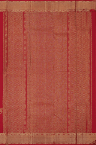 Peacock And Floral Motifs Chilli Red Kanchipuram Silk Saree