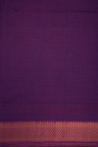 Chevron Zari Border Plain Purple Mangalagiri Cotton Saree