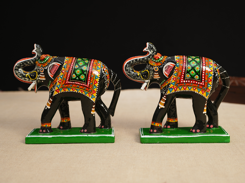 Wooden Handicraft Elephant Set Of 2 For Show Piece