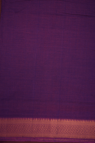 Chevron Zari Border Plain Purple Mangalagiri Cotton Saree