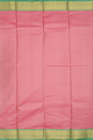 Kanchipuram Silk Saree In Tulip Pink With Threadwork Buttis