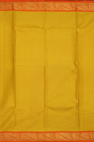 Kanchipuram Silk Saree In Sunflower Yellow With Zari Border